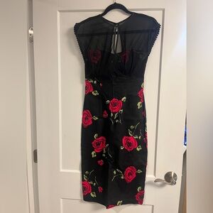 Elegant Black and Red Rose Dress